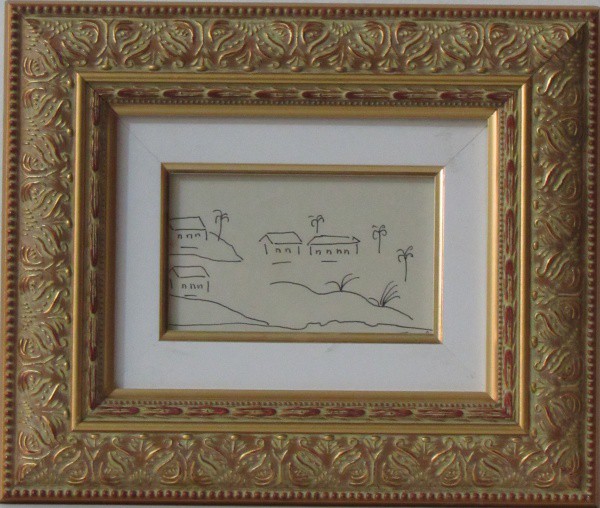 TARSILA DO AMARAL, nanquim. Casario, medindo: 9 x 14,5 cm. A.c.i.d