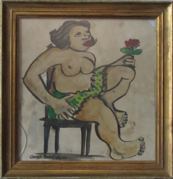 GOMIDE, o.s.papel. "Figura feminina", medindo: 22 x 20 cm. A.c.i.e