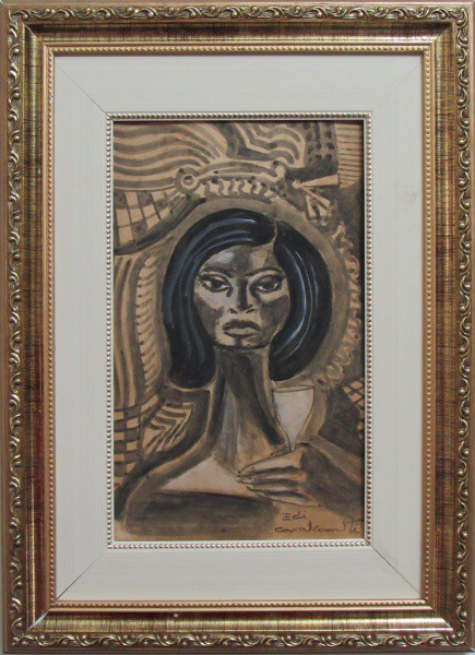 EMILIANO DI CAVALCANTI, t.m. "Figura feminina", medindo: 26 x 16,5 cm. A.c.i.d