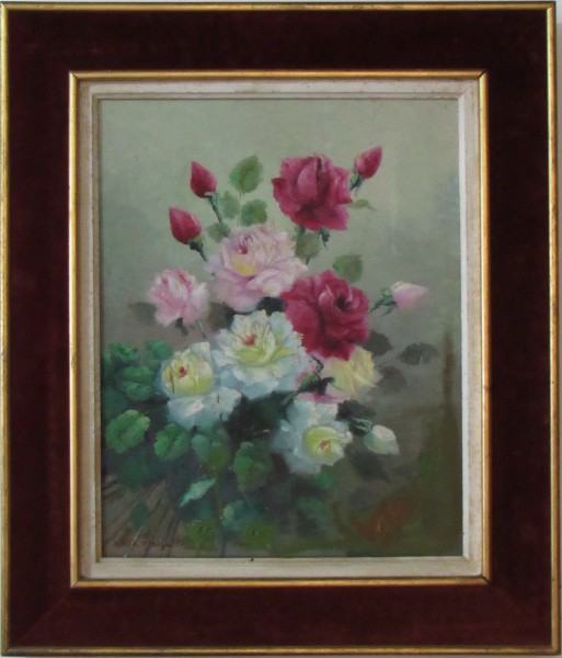 ANITA MALFATTI, o.s.t. "Flores", medindo: 49,5 x 39,5 cm. - NO ESTADO - COM DOCUMENTO DA FAM