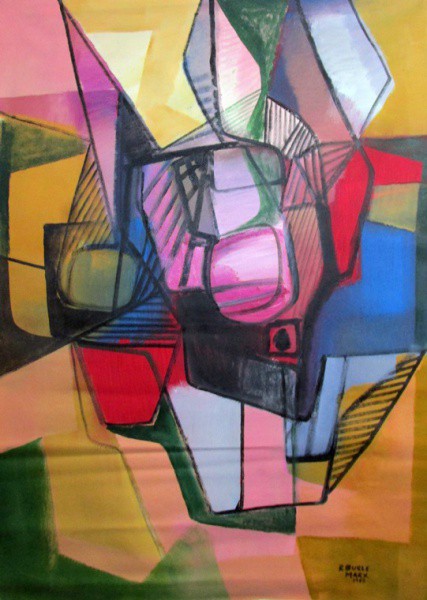 R. BURLE MARX - ost, datado 1985 ( Abstrato ) med: 95 x 139 cm.