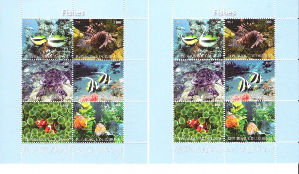 1 BLOCO ESTRANGEIRO - TEMA ANIMAIS - PEIXES - NOVO