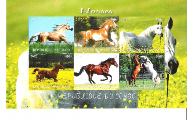 BLOCO ESTRANGEIRO - TEMA ANIMAIS - CAVALO - NOVO