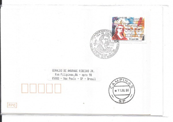 ENVELOPE NÃO OFICIAL - 1986