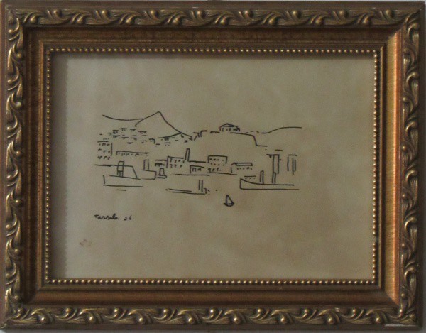 TARSILA DO AMARAL, nanquim. "Marinha", medindo: 14,5 x 20,5 cm. Datado de 26. A.c.i.e - COM