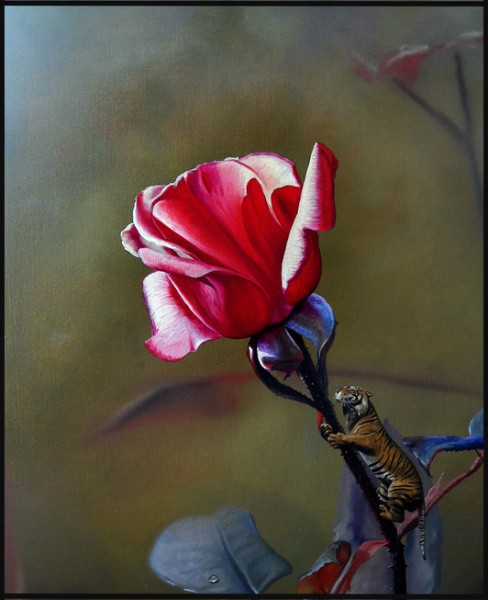 Iri Vilela, OST, 50 x 60 cm, ACID, 2017, O Tigre e a Rosa. Pintor e desenhista autodidata, Iri Hon