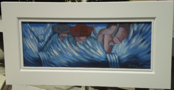 Aguillar, Colheita Noturna, OST 30 x 60 cm (com moldura 52 x 102 cm) ACID