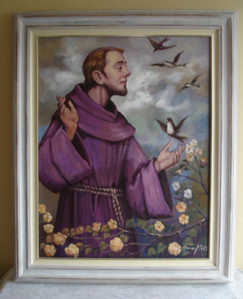Manoel Costa, São Francisco de Assis, OST 90 x 70 cm (com Moldura 113 x 93 cm) ACID e Verso