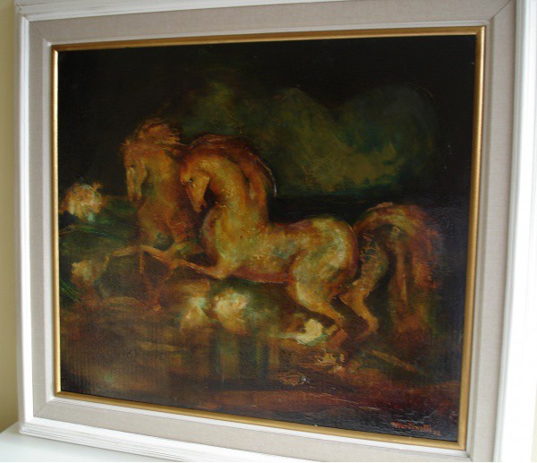 Sérgio Martinolli, Cavalos, OSE 70 x 80 cm(com moldura 94 x 105 cm) ACID