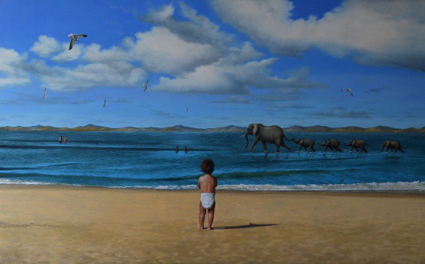 Iri Vilela, OST, 100 x 160 cm, ACID, 2016, `A Praia dos Elefantes`. Pintor e desenhista autodidata,