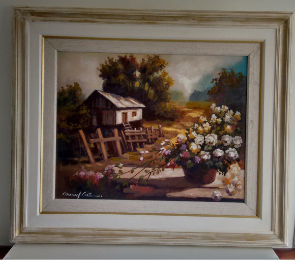Manoel Costa, O Vaso na Paisagem, OST 70x90 cm (com Moldura 110 x 131 cm).