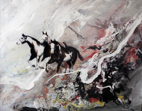 Iri Vilela, OST, 80 x 100 cm, 2005, `Os Três Cavalos`. Pintor e desenhista autodidata, Iri Honorato