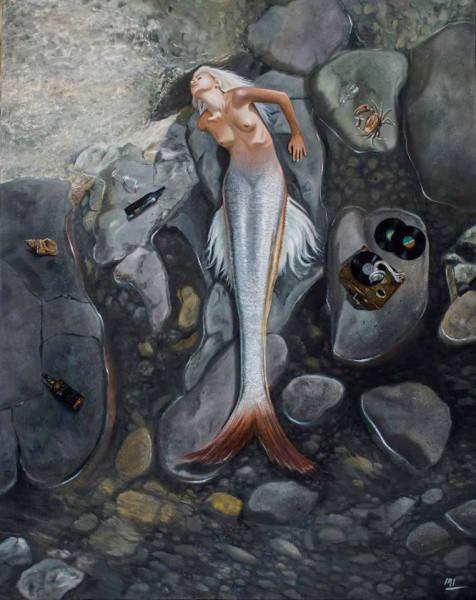 Iri Vilela, OST, 80 x 100 cm, ACID, 2016, `A Sereia Cannabisativamente Ouvindo um Som`. Pintor e des