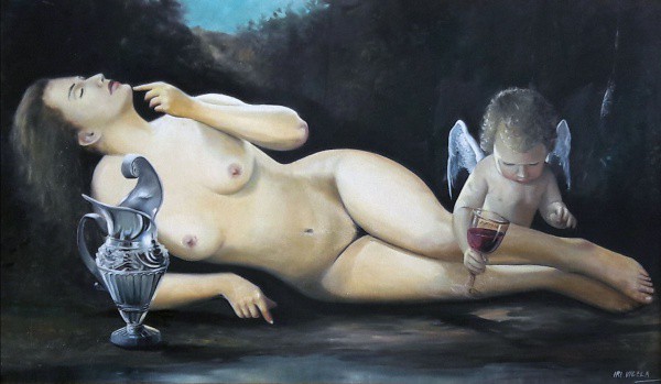 Iri Vilela, OST, 50 x 85 cm, ACID, 1988, `O Anjo do Vinho`. Pintor e desenhista autodidata, Iri Hono