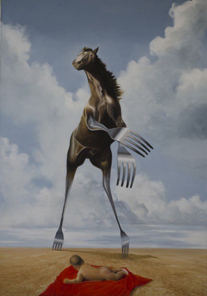 Iri Vilela, OST, 70 x 100 cm, ACID, 2016, `O Menino Felipe e o Garfo`. Pintor e desenhista autodidat