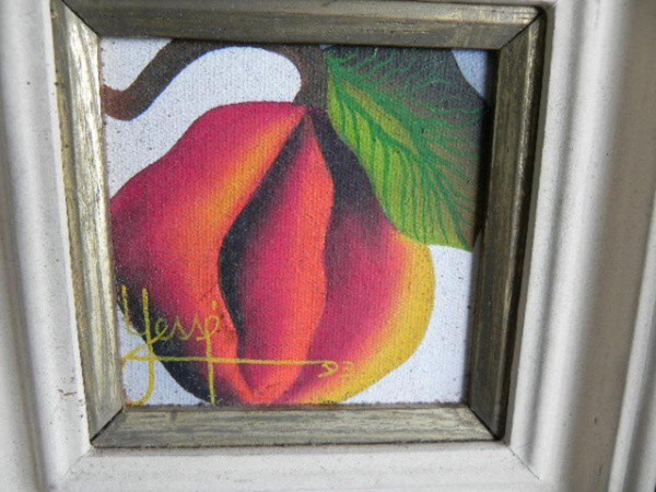 Jessé dos Santos, OST, 10 x 10 cm (com moldura 28 x 28 cm), ACIE, 1993. Natural do Recife, PE, inici