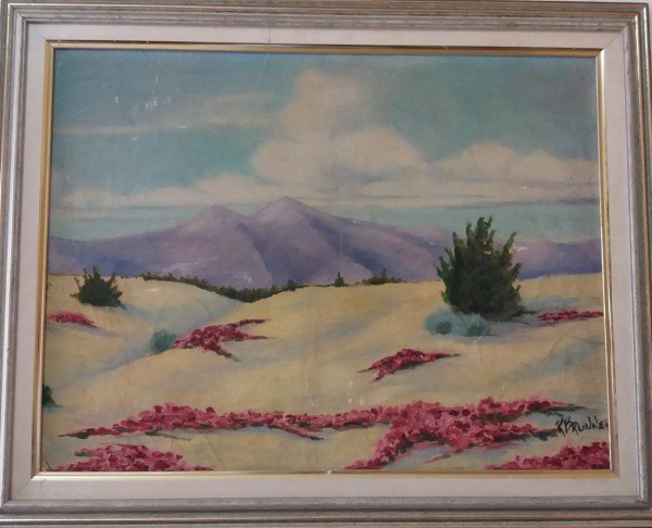 Assinatura não decifrada, OSE, 43 x 56 cm (com moldura 54 x 68 cm), ACIE, representando pradaria.