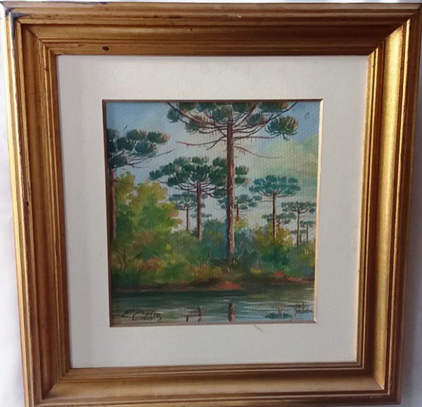 Eugênio Colin, OSE, 27 x 25 cm, com ótima moldura, medindo 49 x 47 cm, ACIE, 1947. O artista nasceu