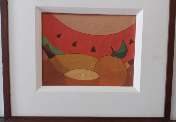 Paulo Guimarães, OST, 17 x 23 cm (com moldura 36 x 41 cm), ACIE, 1977. Currículo do artista fixado n