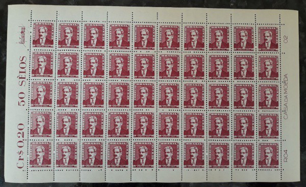FOLHA DE SELO DO BRASIL - 50 SELOS - RHM 492/4C - NOVO