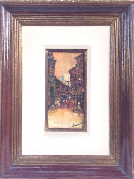 ASSINATURA NÃO IDENTIFICADA  - "Casário com Figuras" A.C.I.D. Med 20x10 cm.