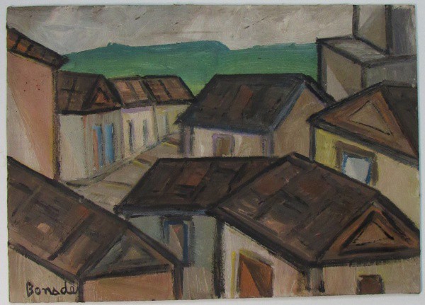 ALDO BONADEI, o.s.m. "Casario", medindo: 39 x 55 cm. A.c.i.e e no verso - SEM MOLDURA