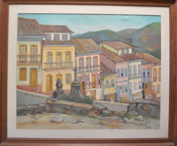 Omar Pellegatta,-  Ladeira - Óleo sobre Tela -  80x100 - Com Moldura - Acie - Com Certificado de Aut