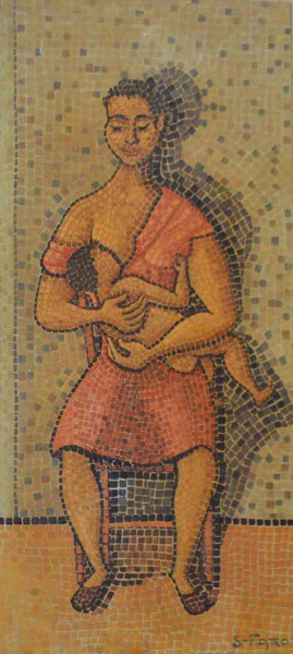 S. Faro - Maternidade - Óleo sobre Placa - 54x24 - Sem Moldura - Acid (Com dedicatória ao amigo Pell