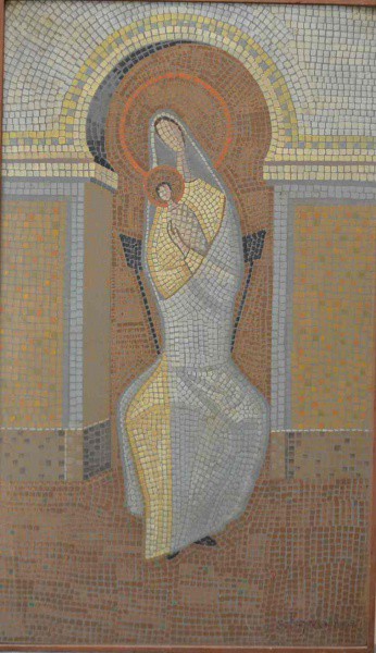 S. Faro - Maternidade - Óleo sobre Placa - 52x30 - 1967 - Com Moldura - Acid