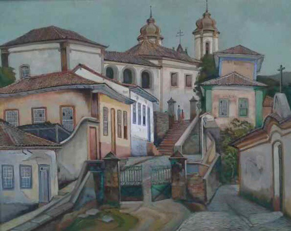 Omar Pellegatta - Casario - Óleo sobre Tela - 80x100 - Com  Moldura - Acie