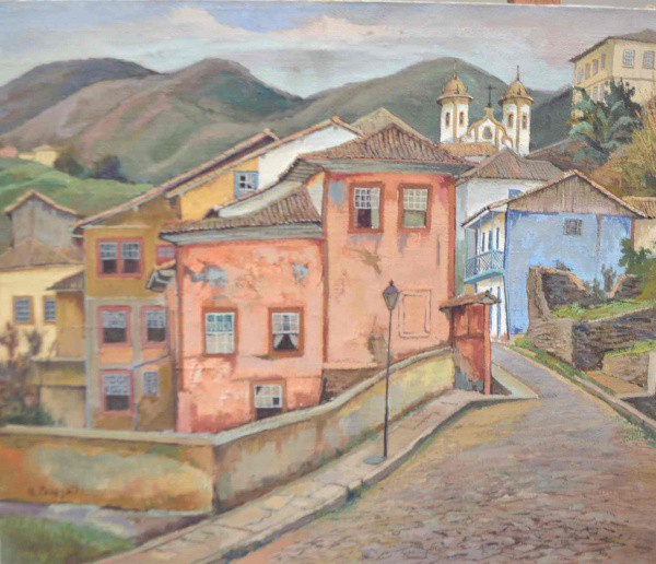 Omar Pellegatta - Ouro Preto - Óleo sobre Tela - 55x65 - Sem Moldura - Acie