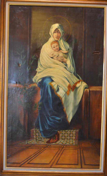 Sem Assinatura - Maternidade - Óleo sobre Tela - 130x72 - Com Moldura (Dois furos (Lado esquerdo e l