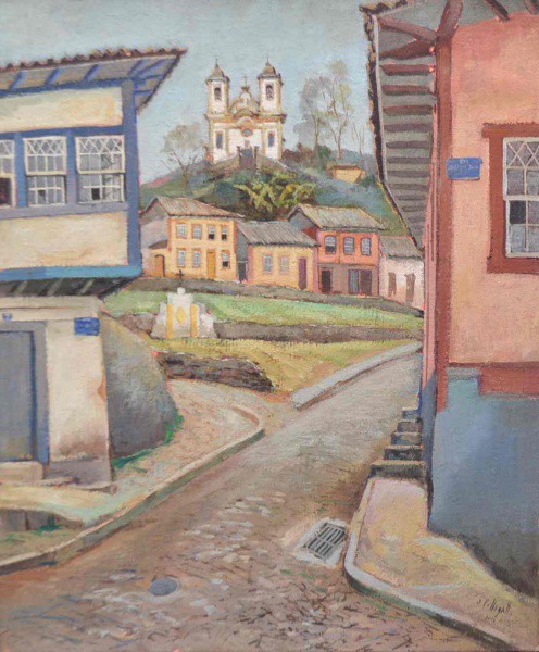 Omar Pellegatta - Ouro Preto - Óleo sobre Tela -- 55x46 - Sem Moldura - Acie