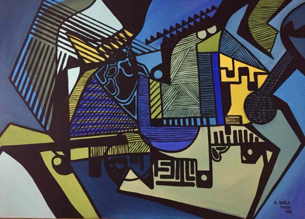 Burle Marx - Abstrato - Panneaux - ( pintura sobre tecido) - 130x190 -  ano 1986 - Com Moldura - Aci