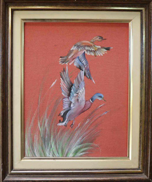 Dira Pelegatta - Pássaros - Óleo sobre Madeira - 23x30 - Com Moldura - Av