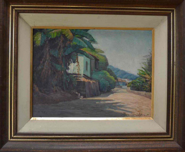 Ronaldo - Morro do São Bento - Santos - Óleo sobre Tela - 30x40 - Com Moldura - Acid