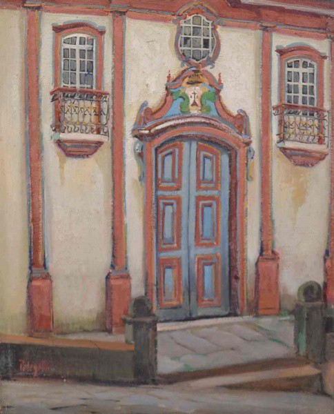 Omar Pellegatta - Porta da Igreja do Carmo - Diamantina - Óleo sobre Tela - 50x40 - Sem Moldura - Ac