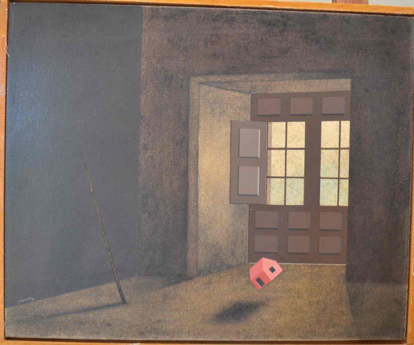 F. Gonzales - A Luz e a Sombra - Técnica Mista sobre Madeira - 43x53 - Com Moldura - Acid e Av
