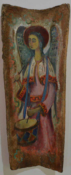 Omar Pellegatta - Pintura em Telha - 52x24 - Com pequeno Craquelado -  Com Certificado de Autenticid