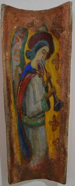 Omar Pellegatta - Pintura em Telha - 52x24 - Com pequeno Craquelado -  Com Certificado de Autenticid