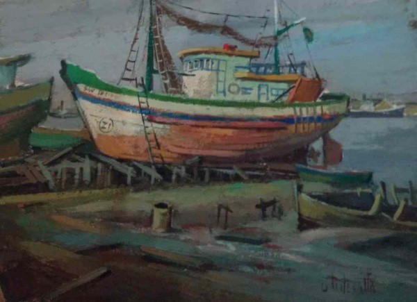 Omar Pellegatta - Barco - Óleo sobre Eucatex - 16x22 - Sem Moldura - Acid