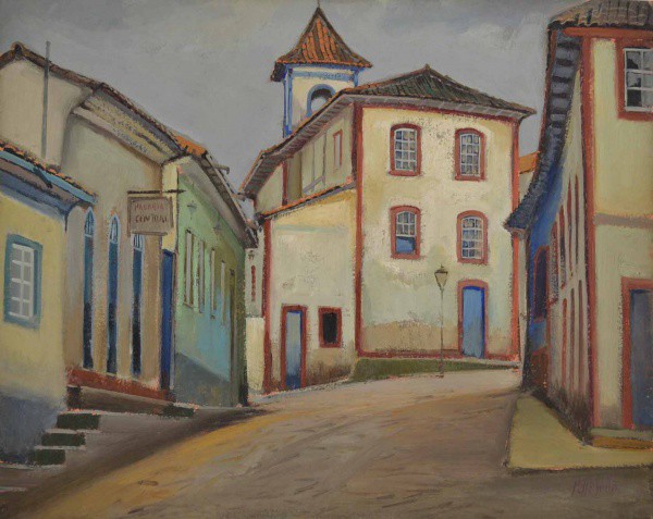 Omar Pellegatta - Igreja do Amparo - Óleo sobre Tela - 40x50 - Sem Moldura - Acid