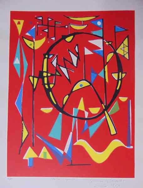 Genaro de Carvalho - Roda Gigante - Serigrafia 36/60 -  55x42 - 1956 - Sem Moldura _ Acid