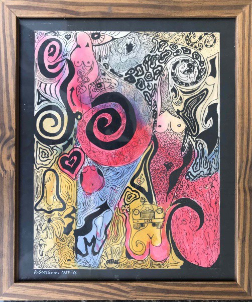 Rubens Gerchman - Abstrato - Técnica Mista sobre Cartão - 31x25 - 1957/1966 - Com Moldura - Acie - (