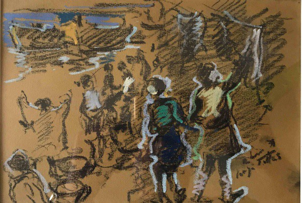 Sérgio Telles - Sem Título - Pastel - 16x23,5 - 1975 - Acid - Com dedicatória a Coimbra no verso / p