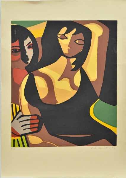 E. Di Cavalcanti - Figuras - Serigrafia HC - 66x48 - Com Moldura e Vidro - Acid