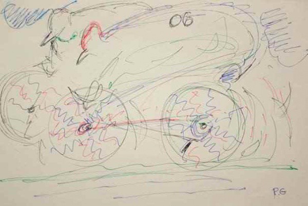 Rubens Gerchman  - Ciclistas - Desenho a Caneta Esferográfica - 22x33 - Sem Moldura - Acid