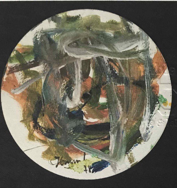 Jorge Guinle Filho - Composição - Óleo sobre Papel colada em disco de vinil  - 17,5 cm de Diâmetro -
