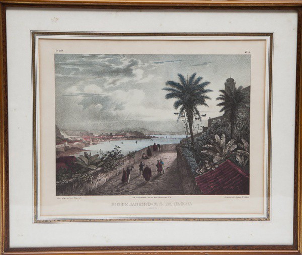 Quadro - Reprodução de Rugendas " Rio de Janeiro - N. S da Glória". Medida 26 x 33,5 cm.