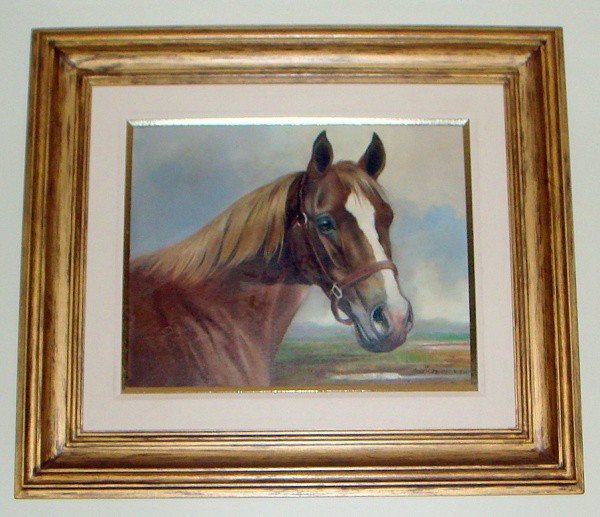 Quadro OST - Autor CASSIO MELLO Cabeça de Cavalo -  ano 2000 - Medidas  30 x 40 - emoldurado